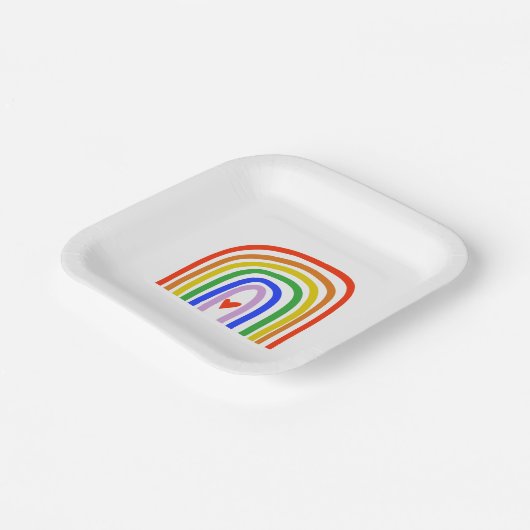 アーティザンレインボーカラフルハートモダンおもしろい ペーパープレート (傾斜あり)