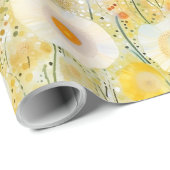 アーティザンワイルドフラワーイエローオレンジホワイトハッピーおもしろい ラッピングペーパー (ロールコーナー)
