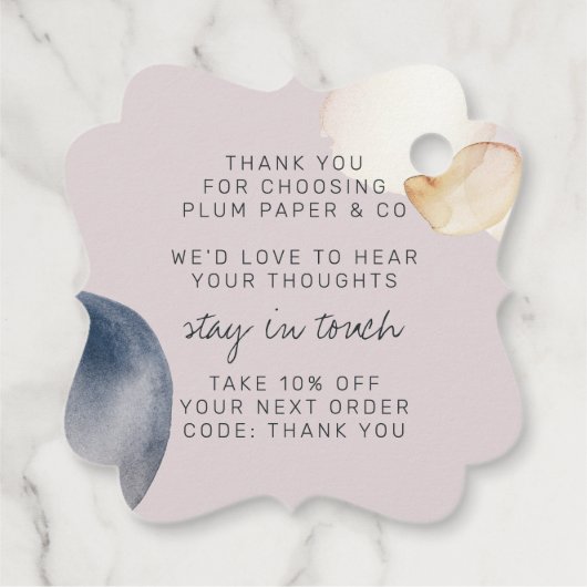 アーティザン抽象芸術シェイプ水カラーつるラベル フェイバータグ (裏面)