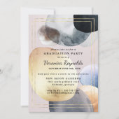 アーティザン抽象芸術シェイプ |金ゴールド海軍の卒業 招待状 (正面)