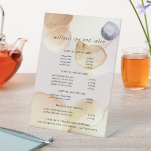 アーティザン抽象芸術水カラー金ゴールド&ネイビーメニュー価格 台座サイン