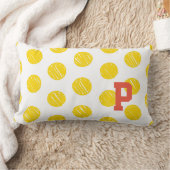 アーティザン水玉模様ピックルボールイニシャルスポーツおもしろい ランバークッション (ブランケット)