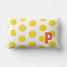 アーティザン水玉模様ピックルボールイニシャルスポーツおもしろい ランバークッション