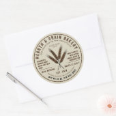 アーティザン素朴ベーカリー成分ラベル小麦ロゴ ラウンドシール (封筒)