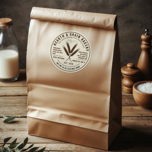 アーティザン素朴ベーカリー成分ラベル小麦ロゴ ラウンドシール