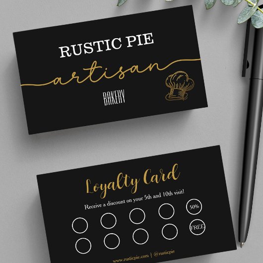 アーティザン金ゴールドベーカーベーカリーシェフハットケータリングブラック ロイヤリティカード