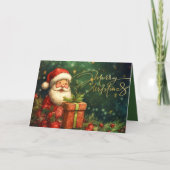 アーティシットサンタイラストレーションクリスマスレッドグリーン シーズンカード (正面)