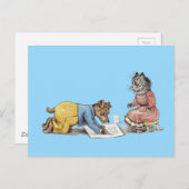 アーティスおもしろいト犬のスケッチ猫 ポストカード (正面/裏面)