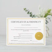 アーティスエレガントトの真偽証明 箔招待状 (立ち正面)