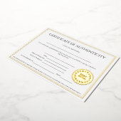 アーティスエレガントトの真偽証明 箔招待状 (回転した状態)