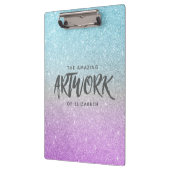 アーティスエレガントトブルーパープルグリッター クリップボード (左)