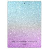 アーティスエレガントトブルーパープルグリッター クリップボード (裏面)
