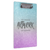 アーティスエレガントトブルーパープルグリッター クリップボード (右)