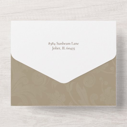 アーティスエレガントト金ゴールド葉の写真 オールインワン招待状 (裏面)