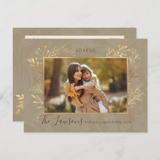 アーティスエレガントト金ゴールド葉の写真 シーズンポストカード (正面/裏面)