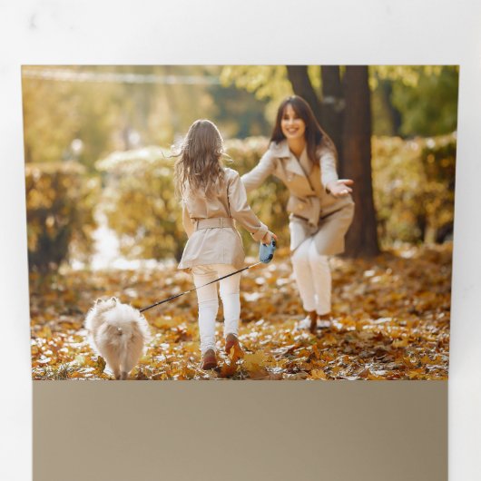 アーティスエレガントト金ゴールド葉の写真 三つ折りクリスマスカード (内部最初)