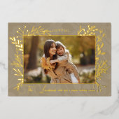 アーティスエレガントト金ゴールド葉の写真 箔シーズンカード (正面)