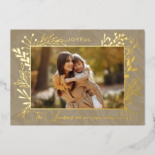 アーティスエレガントト金ゴールド葉の写真 箔シーズンカード (正面)