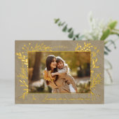 アーティスエレガントト金ゴールド葉の写真 箔シーズンカード (立ち正面)