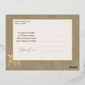 アーティスエレガントト金ゴールド葉の写真 箔シーズンポストカード (裏面)