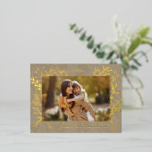 アーティスエレガントト金ゴールド葉の写真 箔シーズンポストカード (立ち正面)