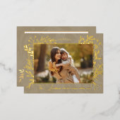 アーティスエレガントト金ゴールド葉の写真 箔シーズンポストカード (正面/裏面)