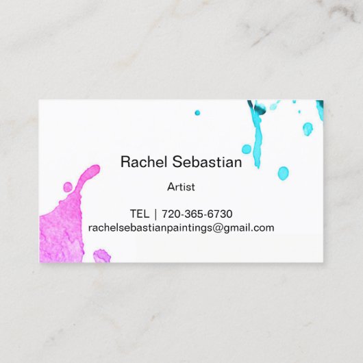 アーティスカスタムトのスクリプトの水色 名刺 (裏面)