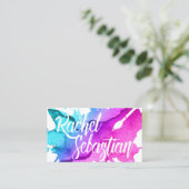 アーティスカスタムトのスクリプトの水色 名刺 (スタンド正面)