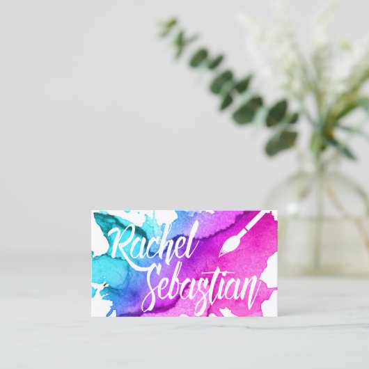 アーティスカスタムトのスクリプトの水色 名刺 (スタンド正面)