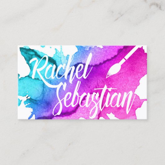 アーティスカスタムトのスクリプトの水色 名刺 (正面)