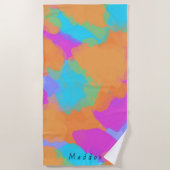 アーティスカラフルはっきりしたトのパターン+名前をカスタムする ビーチタオル (正面)