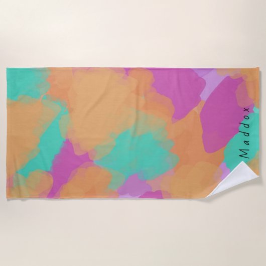 アーティスカラフルはっきりしたトのパターン+名前をカスタムする ビーチタオル (正面)