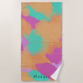 アーティスカラフルはっきりしたトのパターン+名前をカスタムする ビーチタオル (正面)