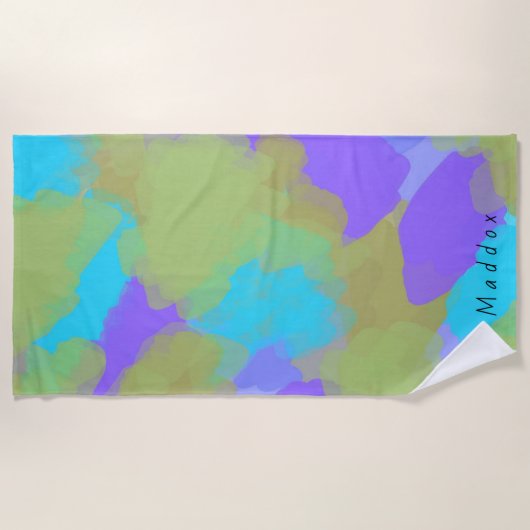 アーティスカラフルはっきりしたトのパターン+名前をカスタムする ビーチタオル (正面)