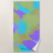 アーティスカラフルはっきりしたトのパターン+名前をカスタムする ビーチタオル (正面)