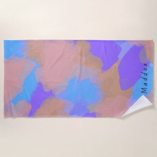 アーティスカラフルはっきりしたトのパターン+名前をカスタムする ビーチタオル (正面)