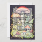 アーティスティックなきのこジャングル プリント 誕生日パーティー 招待状 (正面)