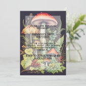 アーティスティックなきのこジャングル プリント 誕生日パーティー 招待状 (スタンド正面)