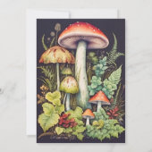 アーティスティックなきのこジャングル プリント 誕生日パーティー 招待状 (裏面)