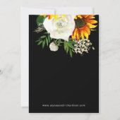 アーティスティックなひまわりフラワーリハーサルディナー - ブラック 招待状 (裏面)