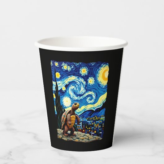 アーティスティックなカメのシャツ  スターリー・ナイト・カメ（2） 紙コップ (正面)