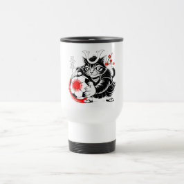 アーティスティックなサムライ猫のサッカーギフト コーヒーとアート好きに トラベルマグ