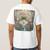 アーティスティックなザクロの木の植物画 水彩Tシャツ Tシャツ (裏面)