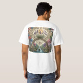アーティスティックなザクロの木の植物画 水彩Tシャツ Tシャツ (裏面フル)