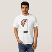 アーティスティックなザクロの木の植物画 水彩Tシャツ Tシャツ (正面フル)