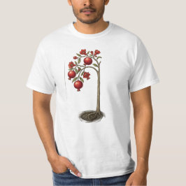 アーティスティックなザクロの木の植物画 水彩Tシャツ Tシャツ