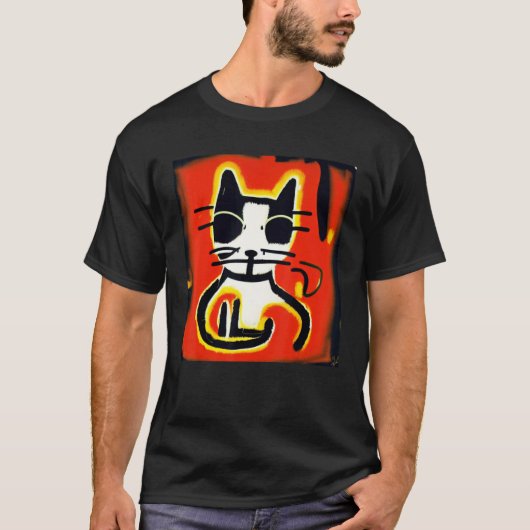アーティスティックなスタイルの飼い猫 ファン Tシャツ (正面)