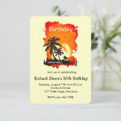 アーティスティックなトロピカルビーチサンセットパーティーの招待状 招待状 (スタンド正面)