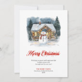 アーティスティックなホリデーシーンの水彩画グリーティングカード シーズンカード (正面)