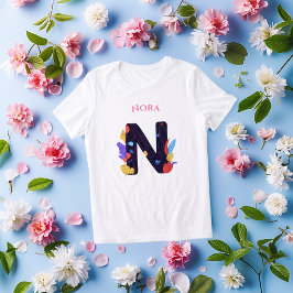 アーティスティックなモノグラム - Nの文字 太字 カラフルなギフト トライブレンドTシャツ